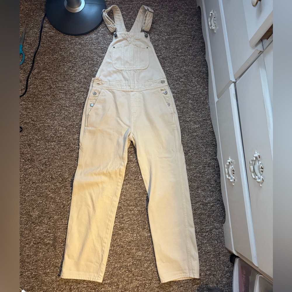 Old Navy Cream Denim Overalls Classic Style